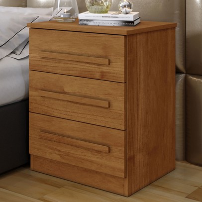 Mesa de Cabeceira Belize com 3 Gavetas Cinamomo - Pnr Móveis