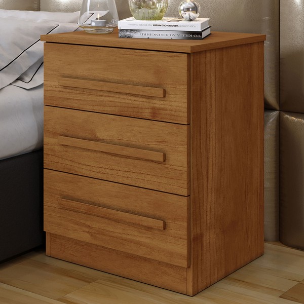 Mesa de Cabeceira Belize com 3 Gavetas Cinamomo - Pnr Móveis