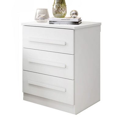 Mesa de Cabeceira Belize com 3 Gavetas Branco - Pnr Móveis