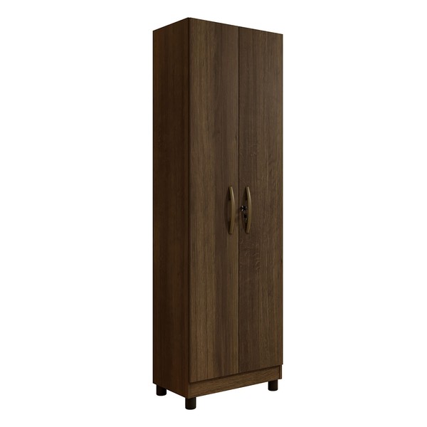 Armário Multiuso Ibiza 2 Portas 5 Prateleiras com Chave Imbuia - Pnr Móveis