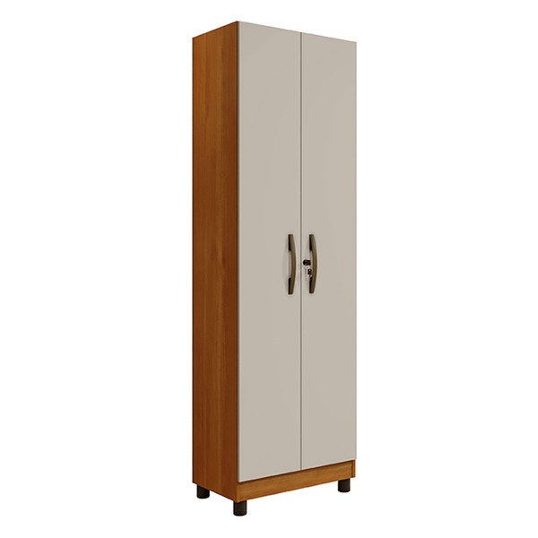 Armário Multiuso Ibiza 2 Portas 5 Prateleiras com Chave Cinamomo/Off White - Pnr Móveis