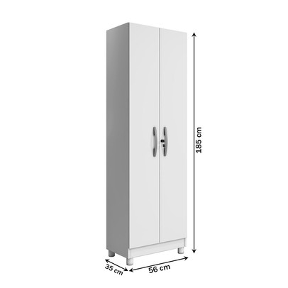 Armário Multiuso Ibiza 2 Portas 5 Prateleiras com Chave Branco - Pnr Móveis