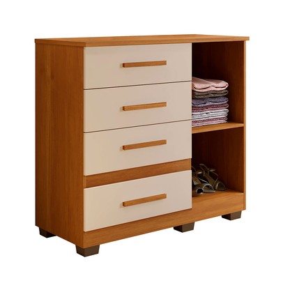 Cômoda Flora 1 Porta 4 Gavetas Cinamomo/Off White - Pnr Móveis