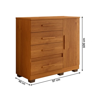 Cômoda Flora 1 Porta 4 Gavetas Cinamomo - Pnr Móveis
