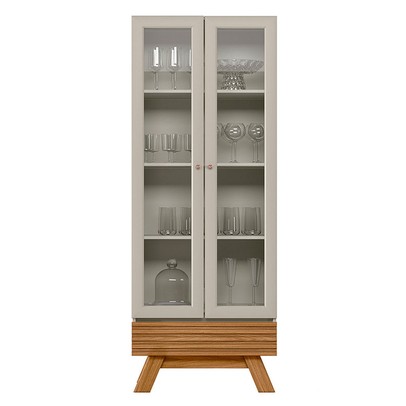 Cristaleira Marsala 2 Portas 3 Prateleiras Nature/Off White - Linea Brasil