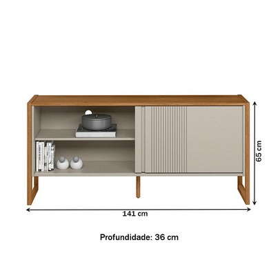 Rack para TV Até 55 Polegadas Gold 1 Porta 1 Prateleira Nature/Off White - Linea Brasil