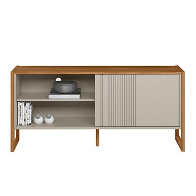 Rack para TV Até 55 Polegadas Gold 1 Porta 1 Prateleira Nature/Off White - Linea Brasil