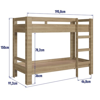 Beliche Infantil Slim Aveiro Oak - Completa Móveis