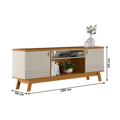 Rack para TV Até 75 Polegadas Colorado 2 Portas Nature/Off White - Linea Brasil