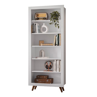 Estante para Livros 6 Prateleiras Branco - Qmovi