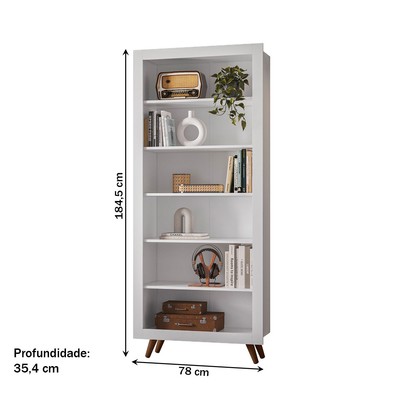 Estante para Livros 6 Prateleiras Branco - Qmovi