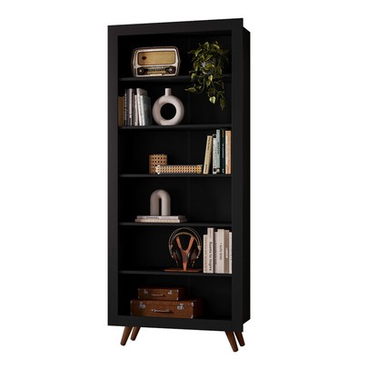 Estante para Livros 6 Prateleiras  Preto Fosco - Qmovi