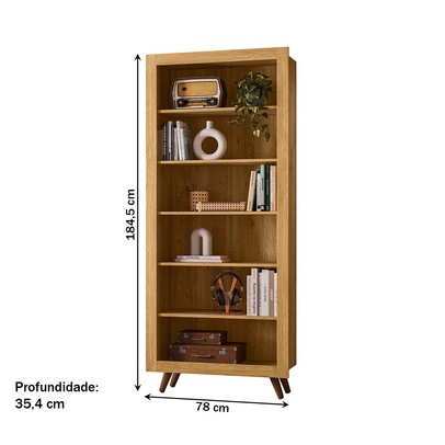 Estante para Livros 6 Prateleiras Freijó - Qmovi