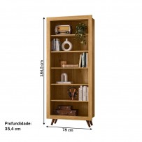 Estante para Livros 6 Prateleiras Freijó - Qmovi