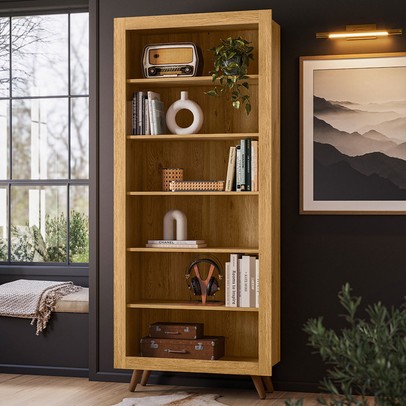 Estante para Livros 6 Prateleiras Freijó - Qmovi