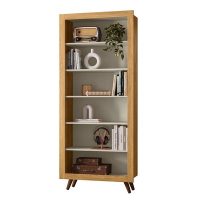 Estante para Livros 6 Prateleiras Freijó/ Off White - Qmovi