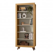 Estante para Livros 6 Prateleiras Freijó/ Off White - Qmovi