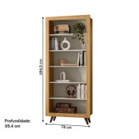 Estante para Livros 6 Prateleiras Freijó/ Off White - Qmovi