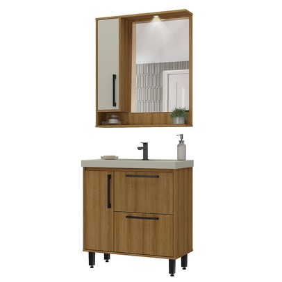 Armário de Banheiro 3 Portas 1 Gaveta Mel/Arenas - Ozini Móveis