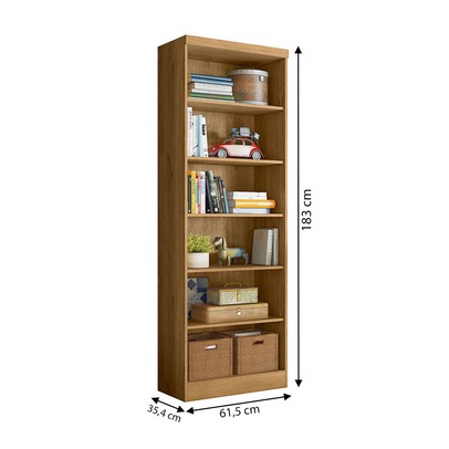 Estante para Livros 5 Prateleiras Freijó 1404 - Qmovi