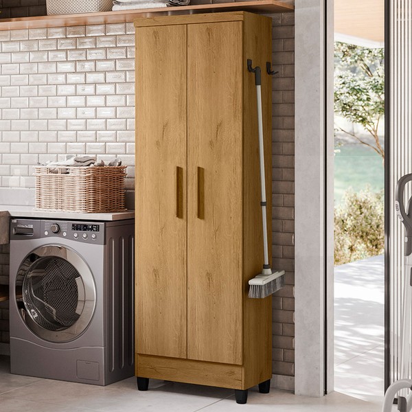 Armário Multiuso 2 Portas 5 Prateleiras Freijó - Qmovi