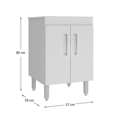 Armário Multiuso 2 Portas com Tanque 45l Branco - Ozini Móveis