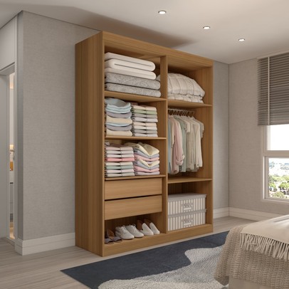 Guarda-Roupa Solteiro Mykonos 4 Portas 2 Gavetas Cinamomo - Panorama Móveis