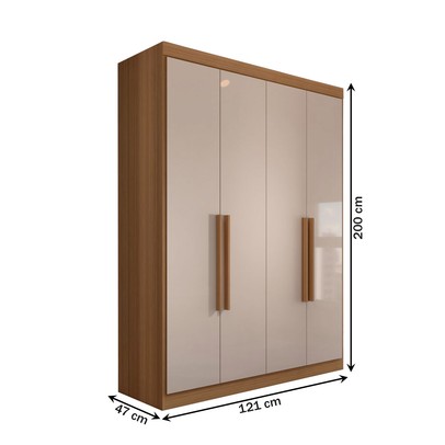 Guarda-Roupa Solteiro Mykonos 4 Portas 2 Gavetas Cinamomo/Off White - Panorama Móveis