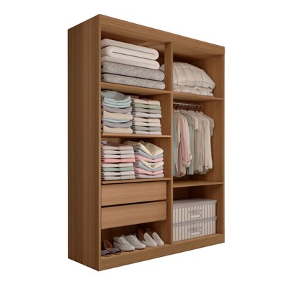 Guarda-Roupa Solteiro Mykonos 4 Portas 2 Gavetas Cinamomo/Off White - Panorama Móveis