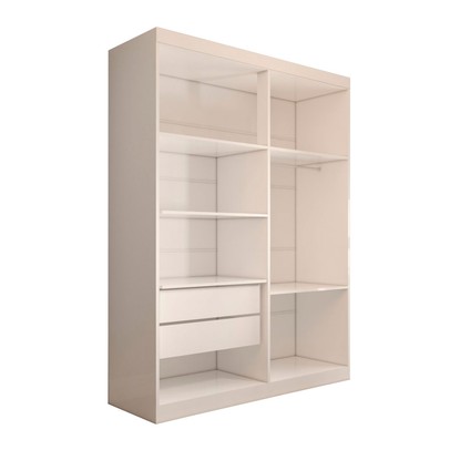 Guarda-Roupa Solteiro Mykonos 4 Portas 2 Gavetas com Espelho Branco - Panorama Móveis