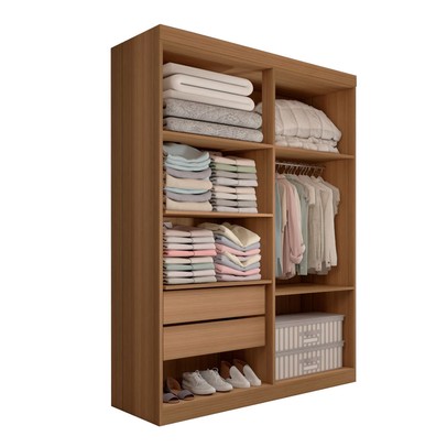 Guarda-Roupa Solteiro Mykonos 4 Portas 2 Gavetas com Espelho Cinamomo - Panorama Móveis