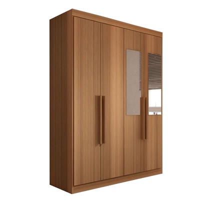 Guarda-Roupa Solteiro Mykonos 4 Portas 2 Gavetas com Espelho Cinamomo - Panorama Móveis