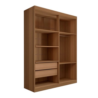 Guarda-Roupa Solteiro Mykonos 4 Portas 2 Gavetas com Espelho Cinamomo/Off White - Panorama Móveis