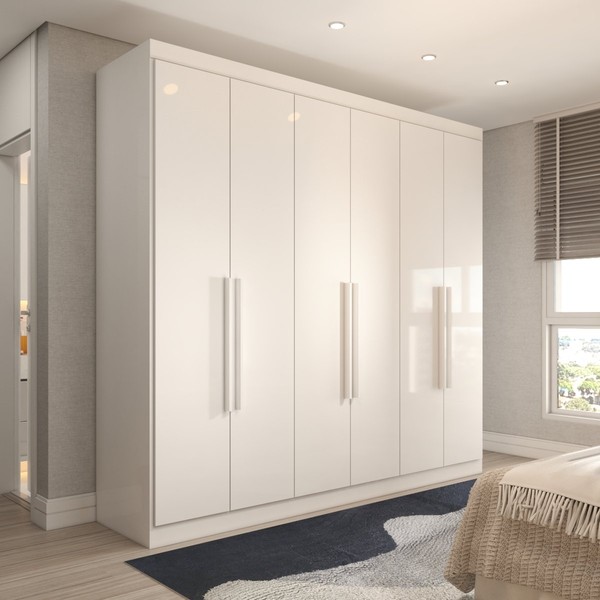 Guarda-Roupa Casal Mykonos 6 Portas 2 Gavetas Branco - Panorama Móveis