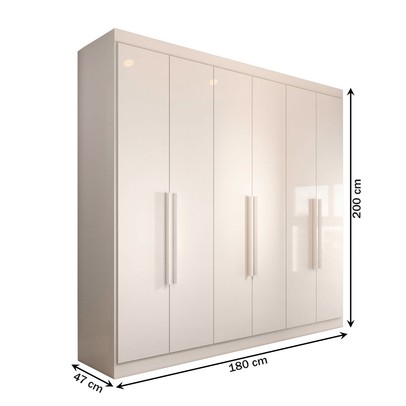 Guarda-Roupa Casal Mykonos 6 Portas 2 Gavetas Branco - Panorama Móveis