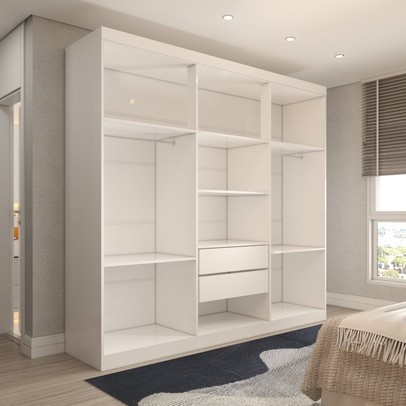 Guarda-Roupa Casal Mykonos 6 Portas 2 Gavetas Branco - Panorama Móveis