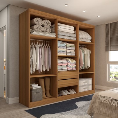 Guarda-Roupa Casal Mykonos 6 Portas 2 Gavetas Cinamomo - Panorama Móveis