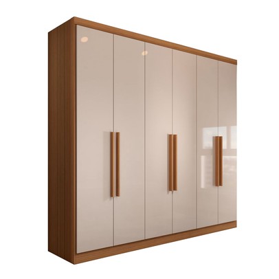 Guarda-Roupa Casal Mykonos 6 Portas 2 Gavetas Cinamomo/Off White - Panorama Móveis