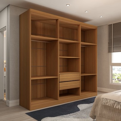 Guarda-Roupa Casal Mykonos 6 Portas 2 Gavetas Cinamomo/Off White - Panorama Móveis