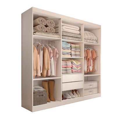 Guarda-Roupa Casal Mykonos 6 Portas 2 Gavetas com Espelho Branco - Panorama Móveis
