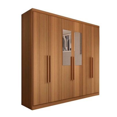 Guarda-Roupa Casal Mykonos 6 Portas 2 Gavetas com Espelho Cinamomo - Panorama Móveis