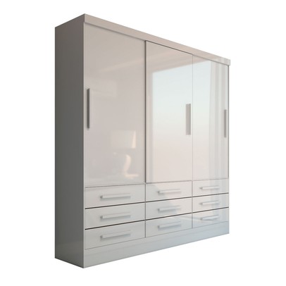 Guarda-Roupa Casal Ferrara 3 Portas 9 Gavetas Branco - Panorama Móveis