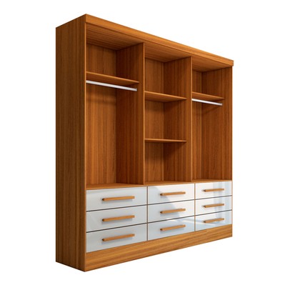 Guarda-Roupa Casal Ferrara 3 Portas 9 Gavetas Cinamomo/Off White - Panorama Móveis