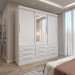 Guarda-Roupa Casal Ferrara 3 Portas 9 Gavetas com Espelho Branco - Panorama Móveis