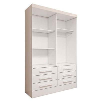 Guarda-Roupa Solteiro Guaianases 2 Portas 6 Gavetas Branco - Panorama Móveis
