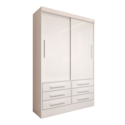 Guarda-Roupa Solteiro Guaianases 2 Portas 6 Gavetas Branco - Panorama Móveis