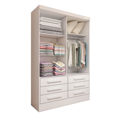 Guarda-Roupa Solteiro Guaianases 2 Portas 6 Gavetas Branco - Panorama Móveis