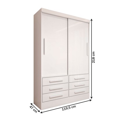 Guarda-Roupa Solteiro Guaianases 2 Portas 6 Gavetas Branco - Panorama Móveis