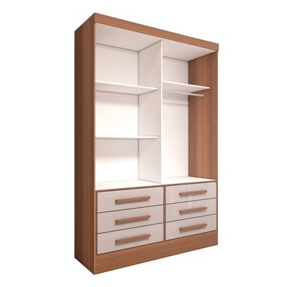 Guarda-Roupa Solteiro Guaianases 2 Portas 6 Gavetas Cinamomo/Off White - Panorama Móveis