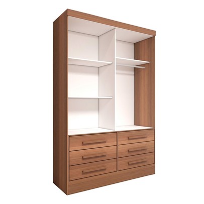 Guarda-Roupa Solteiro Guaianases 2 Portas 6 Gavetas Cinamomo/Off White Ripado - Panorama Móveis